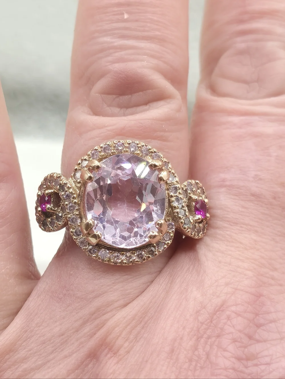 Incredible Kunzite And Pink Sapphire Ring - Picture 5 of 8